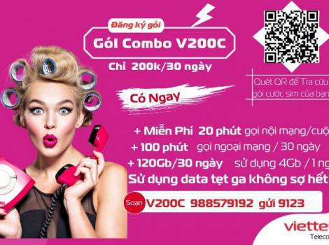 Gói Cước V200C Viettel Ưu Đãi 120Gb Data 1 Tháng 2024