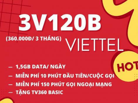 Combo ưu đãi 4G tốc độ cao miễn phí cước thoại với 3V120B Viettel