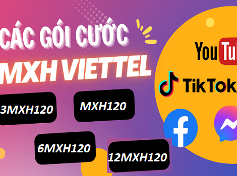 Gói cước MXH Viettel 120k/ tháng -  Free data truy cập mạng xã hội