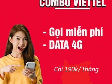 Gói combo Viettel tháng cước phí 190k free gọi + free data tốc độ cao 