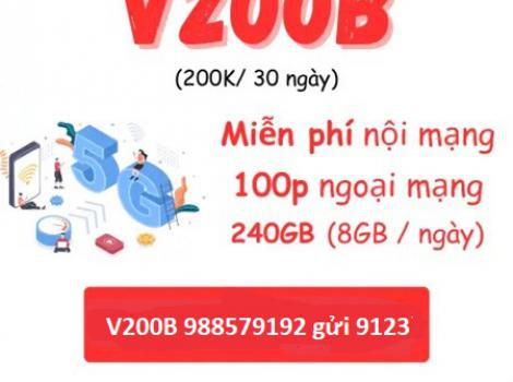 Gói cước Viettel siêu data 240Gb 200k/ tháng Free cước nội, ngoại mạng