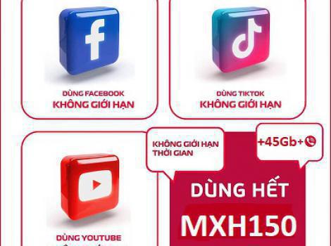Ưu đãi cực lớn không giới hạn truy cập MXH chỉ 150k/ tháng