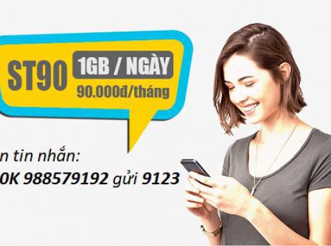 Gói cước ST90K không lo hết data ưu đãi 30Gb data siêu tốc độ
