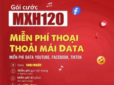 Gói cước 120k/tháng miễn phí data Tiktok, Facebook, Youtube và ưu đãi gọi nội ngoại mạng