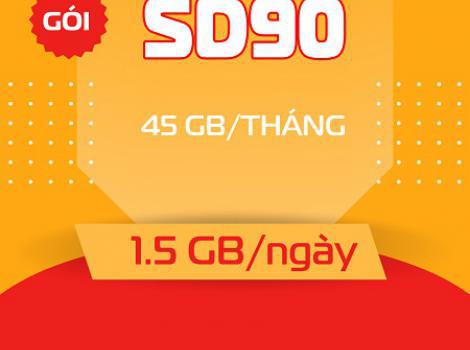 Ưu đãi 45Gb data tốc độ cao cước phí chỉ 90K 1 tháng với gói SD90