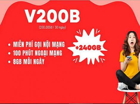 Đăng ký gói cước Viettel 200K 1 tháng có 240Gb + Free cước gọi nội ngoại mạng
