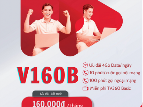 Gói combo ưu đãi data + cước gọi thoại chỉ với cước phí 160.000đ 1 tháng