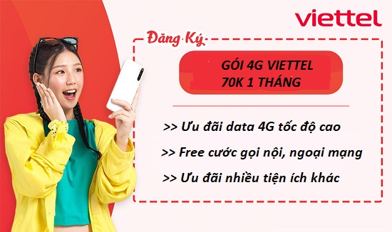Gói cước 70k/tháng Viettel