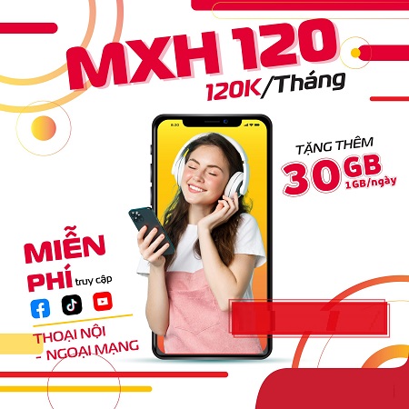 Gói cước mạng xã hội Viettel truy cập Fb, Tiktok, Youtube không giới hạn- gói cước 120K