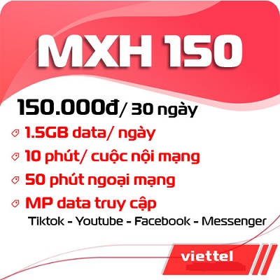 Gói cước mạng xã hội Viettel 150k/ tháng