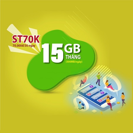 Vui tết với gói cước ST70K không lo hết data ưu đãi 15Gb data siêu tốc độ