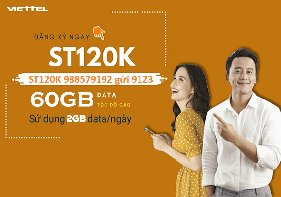 Vui tết với gói cước ST120K không lo hết data ưu đãi 60Gb data siêu tốc độ