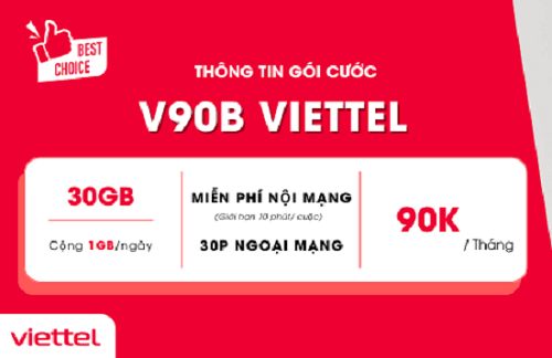 Nhận combo ưu đãi data + cước gọi thoại chỉ với cước phí 90.000đ 1 tháng