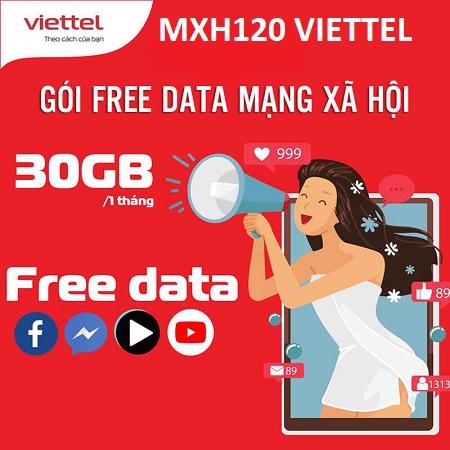 Gói MXH Viettel 120K lướt mạng xã hội không giới hạn data