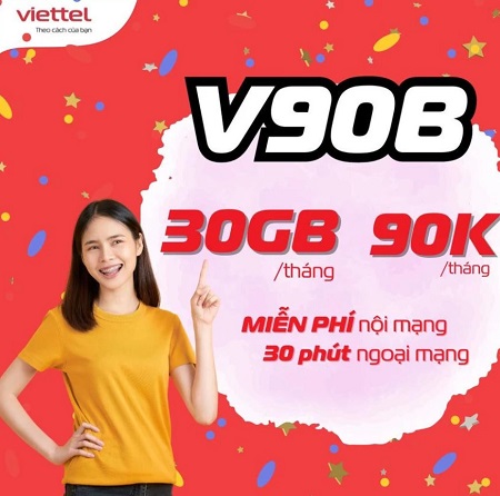 Đăng ký gói cước Viettel 90K 1 tháng có 30Gb + Free cước gọi nội ngoại mạng